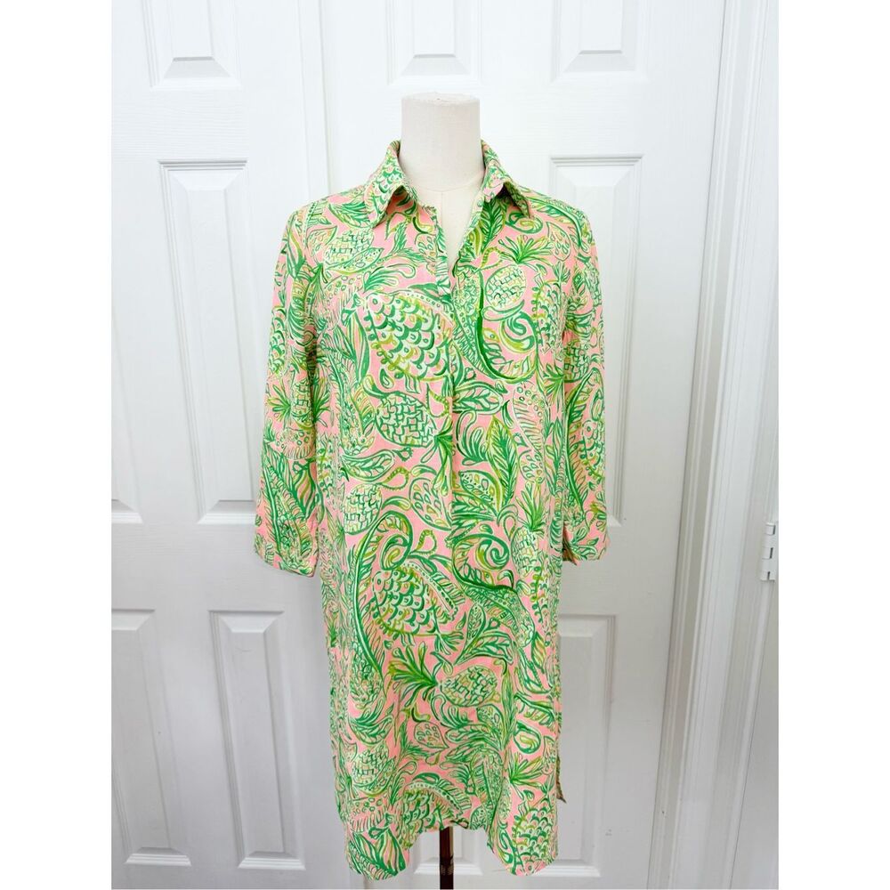 Lilly‎ Pulitzer Pilar Linen Mandevilla Baby Fins Flippers Tunic Dress XS NWT